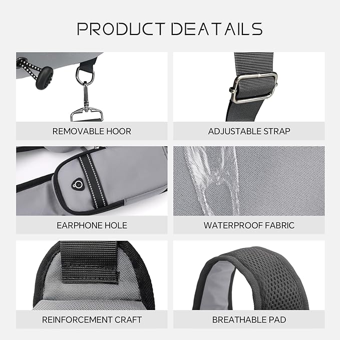 Crossbody Sling Bag Casual Shoulder Hiking Backpack with Convertible Shoulder Strap for Travel Hiking Shopping Leisure Sport