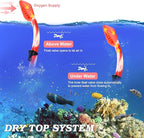 Kids Snorkel Set Dry Top Snorkeling Gear for Kids Youth Boys Girls Junior Age 5-15,Tempered Glass Swimming Diving Mask and Snorkel Set 180 Degree Panoramic View