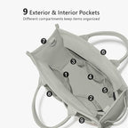 TOPDesign Heavy-Duty Canvas Tote Bag for Women, Adjustable Crossbody/Shoulder Handbag with 9 Pockets, Everything Tote