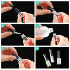 Zhehao 50 Pcs Mini Spray Bottles 2 ml Clear Glass Perfume Bottles Refillable Fine Mist Perfume Atomizer Portable Empty Sample Containers for Cleaning, Essential Oils, Travel (Black Cap)