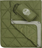 STOVER Outdoor Waterproof Fleece Travel Blanket for Camping, Picnics, Stadiums, Sports, The Beach– Warm, Windproof, Compact, Lightweight & Sand-Resistant (Olive Green)