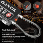 ANVIL TSA Locks for Luggage with Search Alert: Durable Cable Combination Locks, TSA Approved - Secure Travel Locks for Suitcases, Backpacks & Gun Cases (4, Black)