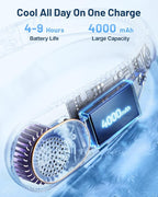 SWEETFULL Portable Neck Fan 360° Cooling Bladeless Personal Fan | No Hair Twisting - 4000mAh USB Rechargeable Wearable Fan for Travel, Birthday Gifts for Men, Women, Mom, and Dad