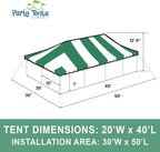 Party Tents Direct 20'x40' Weekender Canopy Pole Tent - Easy Up Canopy Tent with 160 Person Capacity - Outdoor Canopies for Parties, Weddings, & Events (Green/White Top)