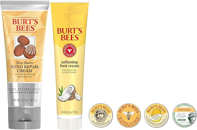 Burt's Bees Gifts Ideas - Classics Set, 6 Products in Giftable Tin â€“ Cuticle Cream, Hand Salve, Lip Balm, Res-Q Ointment, Hand Repair and Foot Cream
