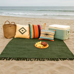 Open Road Goods Solid Color Mexican Yoga Blanket – Large Handwoven Throw for Yoga, Beach, Camping or Home – Soft and Durable Cotton Blend