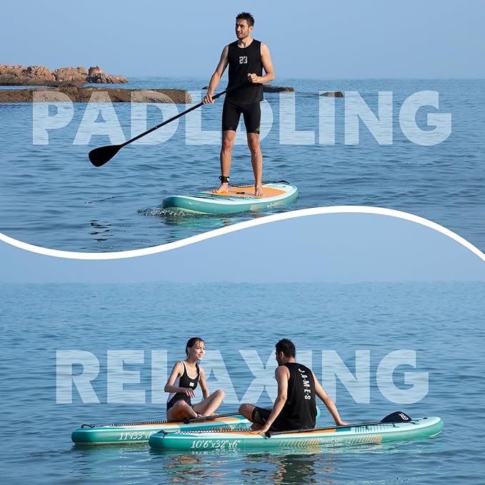 InnoExpo Inflatable Stand Up Paddle Boards with Premium Accessories, Wide Stable SUP Paddle Board Design, Non-Slip Comfort Deck for Youth & Adults