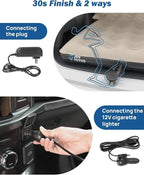 JOYTUTUS SUV Air Mattress for Car Camping, Upgraded Flocking and Extra Thick Oxford Surface Car Air Mattress, SUV Camping Bed Mattress,2-in-1 Air Pump, 2 Pillows & Carry Bag (Camel)