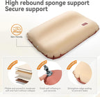 Camping Pillow with Memory Foam, Self-Inflating Portable Ultralight Inflatable Pillow for Neck Lumbar Support - Upgrade Backpacking Travel Air Pillows for Hiking/Backpacking (Pale Yellow)