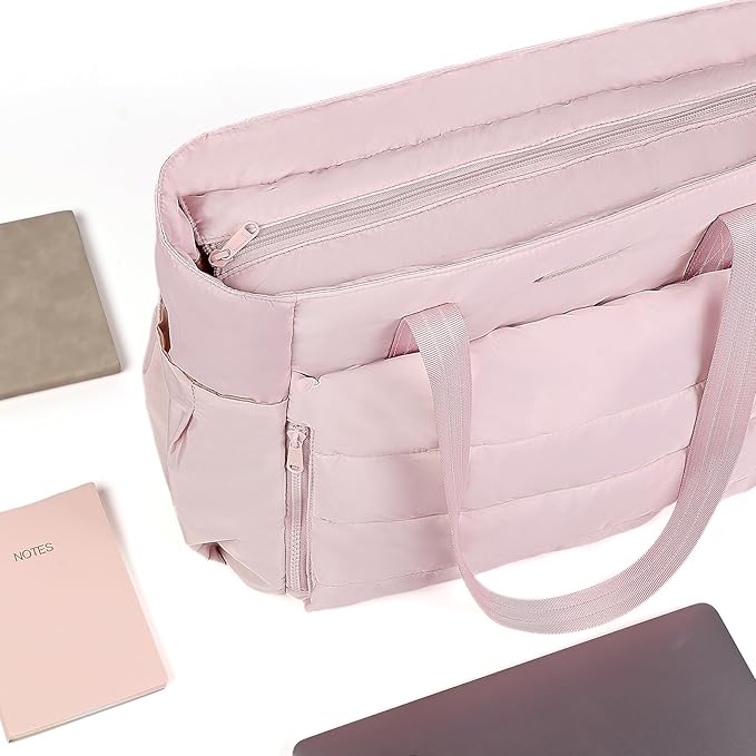 NISHEL Travel Puffy Tote Bag For Women, Ultra-Lightweight Large Tote Purse For Office Day And a Short Weekend Getaway