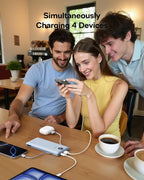 VEGER All-in-One Travel Portable Charger with Built-in AC Plug & Cables, 10000mAh Slim Power Bank Battery Pack, 15W Fast Charging for iPhone, Samsung, Android - White