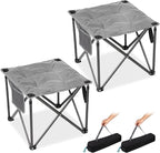FUNDANGO Folding Camping Stool, 2 Pack 18.1 Inch Oversized Foot Rest 440 Lbs Heavy Duty Portable Padded Stools Seat Anti-Slip Foots & Carry Strap for Fishing Outdoor Lawn Travel (Grey)