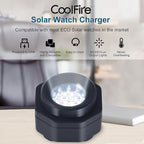 CoolFire (The Original) - USB-C UV Free Solar Watch Fast Charger for All Eco Solar Watches. Safe 24/7 Charging (No 8H Timer Needed). Reloj Hombre Portable Charger. BK