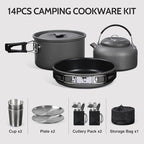 REDCAMP 6/10/11/12/14/15/19 PCS Camping Cookware Mess Kit Camping Gear Campfire Utensils Lightweight Stackable Pot Pan Bowls Soup Spoon with Storage Bag for Camping, Backpacking, Outdoor Cooking