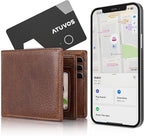 [Apple MFi Certified] ATUVOS Rechargeable Wallet Card, Ultra-Thin 1.6mm Blueooth Air Tag Tracker Works with Apple Find My (iOS Only), Item Locator for Passport, Luggage, IP67 Waterproof, 2 Pack