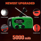 5000mAh Emergency Crank Weather Radio, iRonsnow NOAA/FM/AM Solar Radios, Portable Survival Radio with SOS, Earphone Jack, 1W 4 Modes LED Flashlight, Cell Phone Charger for Camping Hiking