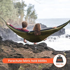 NewDoar Camping Hammock with Mosquito Net and Rain Fly Tarp,Portable Single Nylon Parachute Hammock Rainfly Set,Tree Straps Swing Hammock Bed for Outdoor Backpacking Backyard Hiking(ArmyGreen)