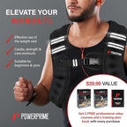 PowerPrime® Weighted Vest 11 lbs (5 kg) – Adjustable, Unisex Fitness Vest for Men & Women – Neoprene Material, Reflective Strips, Mesh Pocket – Ideal for Running, HIIT, and Strength Training