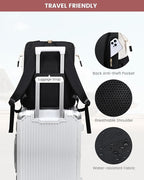 LOVEVOOK Laptop Backpack for Women, 15.6 Inch Work Laptop Bag with USB Port, Fashion Teacher Nurse Backpack Purse, Waterproof Travel Computer Backpack with Organizer Bag, 2PCS