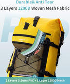 ECOHUB Waterproof Backpack for Women Men, 30L Roll-Top Closure Heavy Duty Dry Bag for Travel with IPX8 Waterproof Phone Case