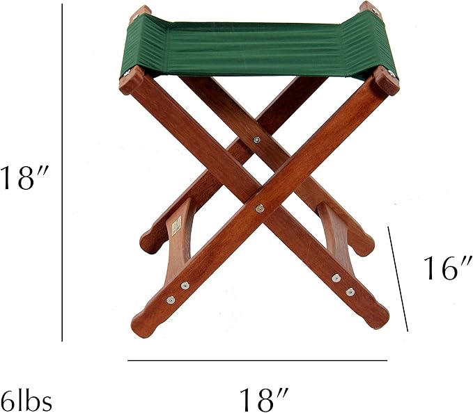 BYER OF MAINE Pangean Folding Stool – Canvas Camp & Wood Camp Stool for Portable & Outdoor Seating in Forest Green