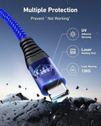 USB to USB C Cable 60W Fast Charging [2 Pack 10FT], USB A to USB C Cable, Durable Braided USB Type C iPhone Charger USBC Cord for iPhone 17/16/15/Pro Max/Plus, Samsung Galaxy S23 and More-Blue