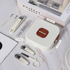 Nail Clippers and Beauty Tool Portable Set, Cuticle Nail Care Tools, 7pcs Stainless Steel Grooming Kit, Suitable for Home, Workplace, Outdoor Travel, Gift Giving, Salon., Beige+Brown