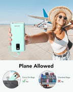 charmast Portable Charger with Built-in Cables and Plug, 10000mAh USB C Power Bank Fast Charging, External Battery Pack Slim, Travel Essentials Compatible with iPhones, Samsung Galaxy, iPad