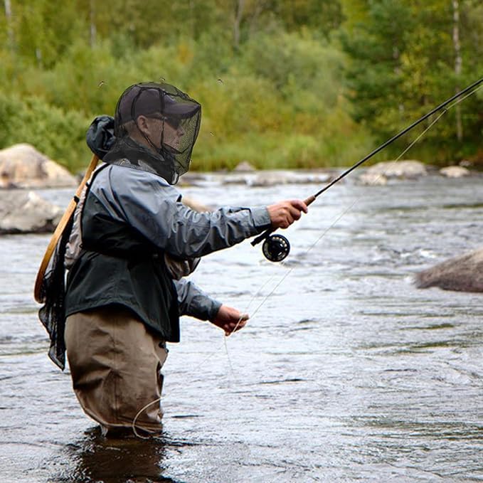 South to East Premium Mosquito Head Net for Insect 1 Pack, Ultra Large & Long, Extra Fine Holes, Fly & Bug Protection Gear for Camping, Hiking, Fishing, Gardening, Safari, Fit All Hats for Men & Women