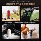 Portable Espresso Machine with 3-4 Min Self-heating, 7800mAh Rechargeable Electric 2-in-1 Coffee Machine Compatible with NS Capsules and Ground Coffee for Car Camping Travelling Office Home , Green