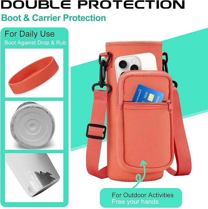 32 oz Sports Water Bottle Insulated - w/Paracord Handle, Straw & Spout Lids, Protective Boot, Sweat Proof Hydro Metal Water Flask Keeps Cold-48H Hot-24H, Travel Thermo Mug for Sports Hiking