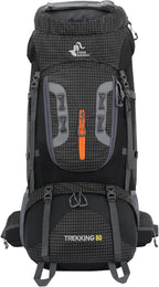 Bseash 80L Waterproof Hiking Camping Backpack with Rain Cover, Lightweight Outdoor Sport Travel Daypack for Climbing Touring (Black)