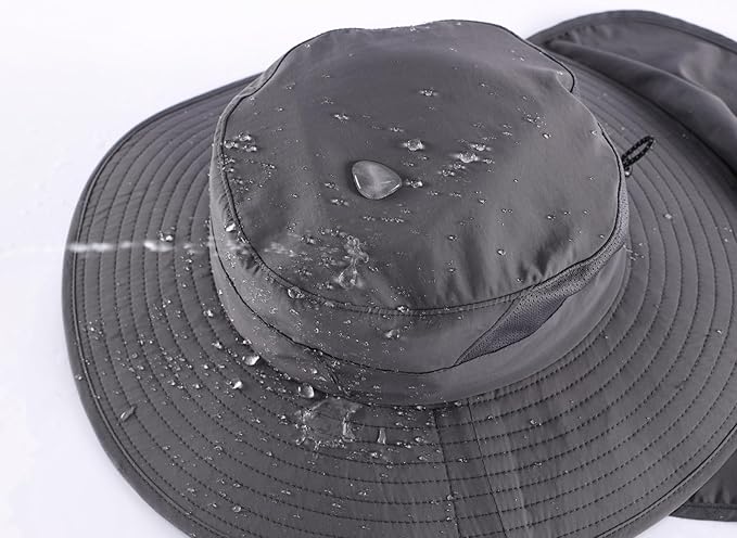 Home Prefer UPF 50+ Sun Hats for Men Women Wide Brim Fishing Hat with Neck Flap Summer Safari UV Protection Bucket Hat