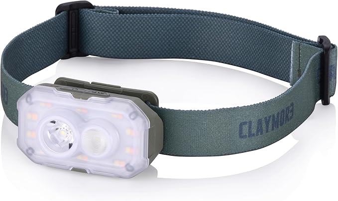 Claymore HEADY+ Khaki Rechargeable Wearable Light – 600 Lumens HeadlampMode 6 Light Mode 90° Adjustable Beam IP54 Water-Resistant USB-C Rechargeable Up to 70 Hrs Runtime for Camping, Running, Outdoor