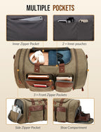Canvas Duffle Bag for Travel 50L Expandable Travel Duffel Bags for Men Women Overnight Weekend Gym Bag with Shoes Compartment - Brown