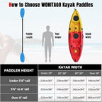 Kayak Paddles with Alloy Shaft and PP Blade, Floating Kayaking Oars, Adjustable 230-250 cm/90-98 Inches, 210-230 cm/82-90 Inches