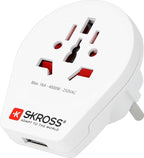 Skross Pro-World & USB Travel Adaptor, White