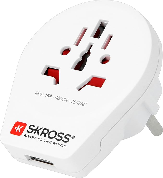 Skross Pro-World & USB Travel Adaptor, White