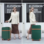 Kono Expandable 28 Inch Large Checked Luggage: ABS+PC Hardside Trolley Travel Case - Hard Shell Suitcase with TSA Lock,Green