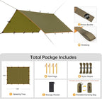 FREE SOLDIER Camping Tarp Waterproof Portable Multifunctional Outdoor Camping Traveling Awning Backpacking Shelter Rain Tarp (Brown 10×13ft)