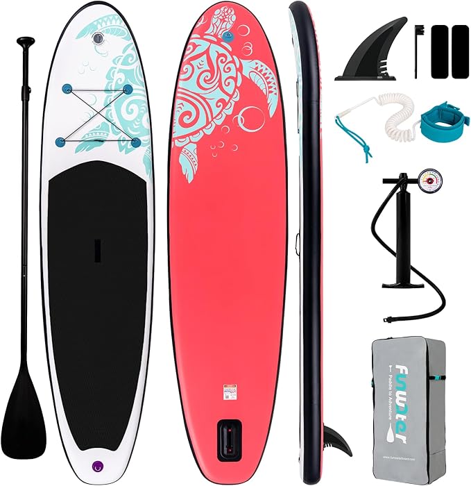 FunWater Inflatable Stand Up Paddle Board with Premium SUP Paddleboard Accessories, Anti-Slip EVA Deck, 11'/10'6'' Paddle Boards for Adults & Youth of All Skill Levels