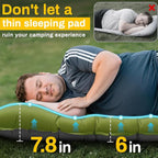 Camping Sleeping Pad, Extra Thick 6 Inch Inflatable Camping Mat with Pillow, Built-in Foot Pump Sleeping Pad for Camping Ultralight Self Inflating Campings Pad for Tent Backpacking Hiking Camp Gear
