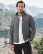 WULFUL Men's Softshell Jacket Waterproof Lightweight Insulated Windbreaker Fleece Lined Rain Shell Jacket for Hiking Travel