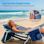 SUNNYFEEL Low Beach Chair 2 Pack, 5-Position Lay Flat Reclining, Backpack Portable Folding Chairs with Cooler Bag & Cup Holder, Heavy Duty 350 LBS, Compact for Beach, Camping, Travel