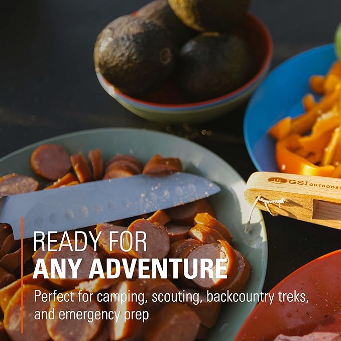 GSI Outdoors Cascadian 1 Person Table Set I 6-Piece Camping, Backpacking Mess Kit, Plastic BPA Free, Plate, Bowl, Mug, Cup & Cutlery Set