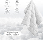 puredown® Soft Feather Down Throw Blanket Lightweight Packable Couch Throw for Indoor and Outdoor Use, 50"X70", White