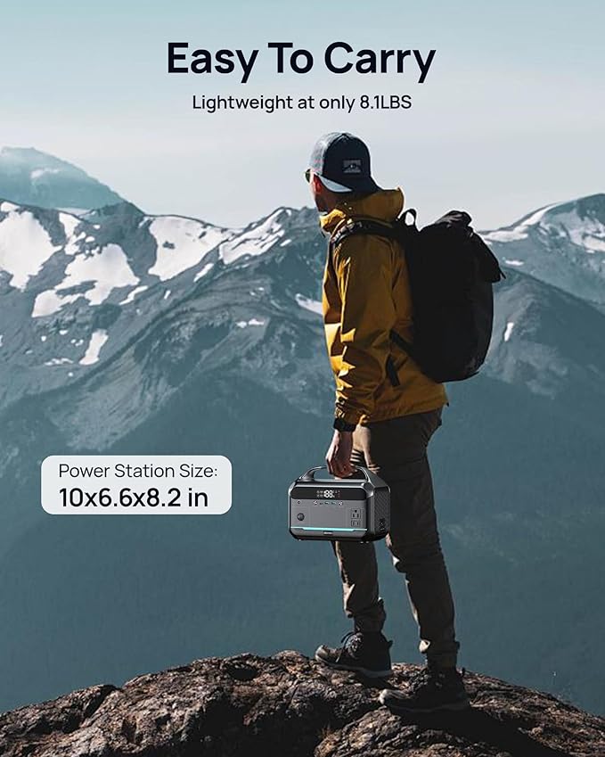 DARAN Portable Power Station 90,000mAh,LiFePO4 Battery 350W(Peak 600W) AC Outlets Power Station,Solar Generator Camping Power Bank Portable Charger for Emergency/Home/Outdoor/Camping Essentials