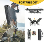 ATORPOK Camping Cot for Adults with Cushion and Pillow, Portable Folding Bed for Sleeping, Lightweight Tent cot with Carry Bag Supports 450 lbs (Grey)