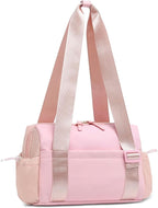 Mini Gym Bag for Women, Yoga Small Sports Bag for Women Girls, Waterproof PU Fitness Tote with Wet Compartment, Pink
