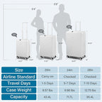 Hard Shell Suitcases 28 Inch Large Checked Luggage with Spinner Wheels Cup Holder, Expandable Check in Luggage Lightweight Top Opening Luggage Big Rolling Suitcase with Lock, White
